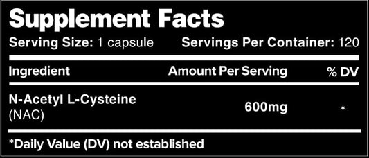 Leviathan NAC bottle front view with 120 vegetarian capsules for daily use