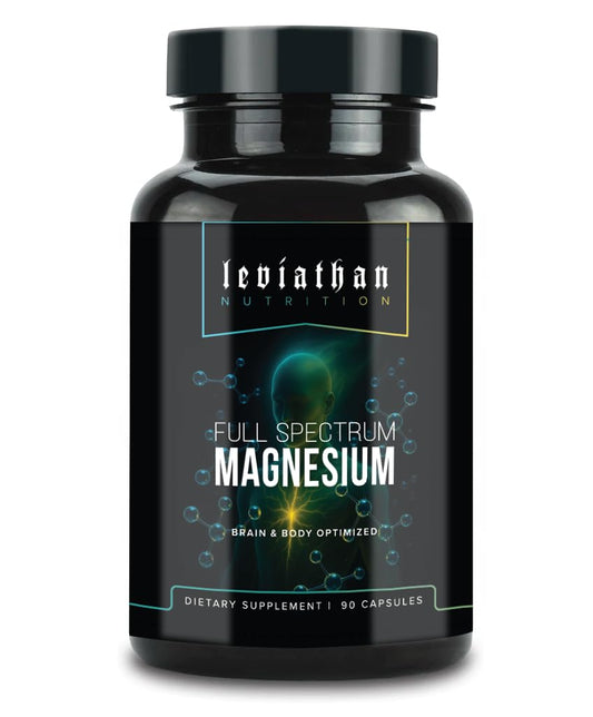 Leviathan Nutrition Full Spectrum Magnesium bottle with capsules for easy daily supplementation