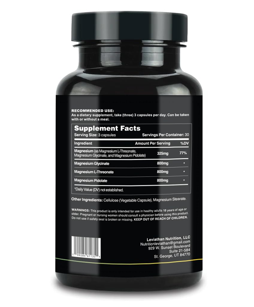 Leviathan Nutrition Full Spectrum Magnesium capsules in a vegetarian-friendly, allergen-free formula