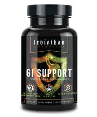 Leviathan Nutrition GI bottle pouring capsules for daily gut support
