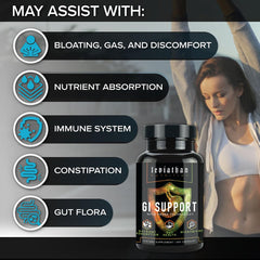 Leviathan Nutrition GI bottle with dosage information for gut health