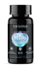 Leviathan Nutrition liposomal glutathione capsules bottle demonstrates premium antioxidant support