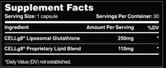 Leviathan Nutrition liposomal glutathione capsules closeup shows a smooth, easy-to-swallow capsule