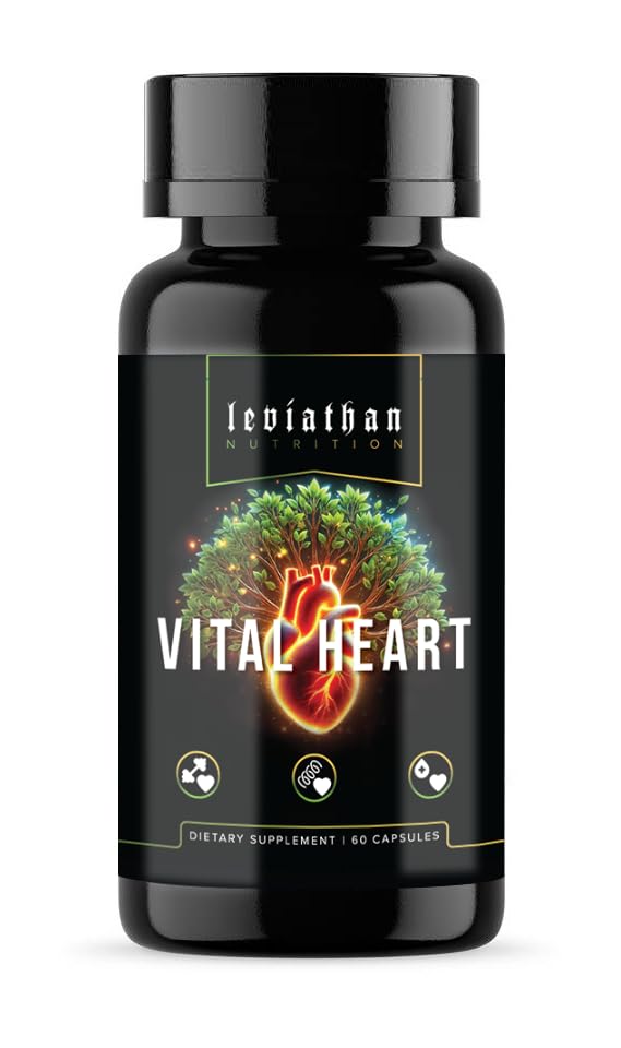 Leviathan Nutrition Vital Heart bottle pour with vegan capsules for daily support