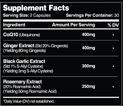 Leviathan Nutrition Vital Heart label closeup highlighting black aged garlic and CoQ10