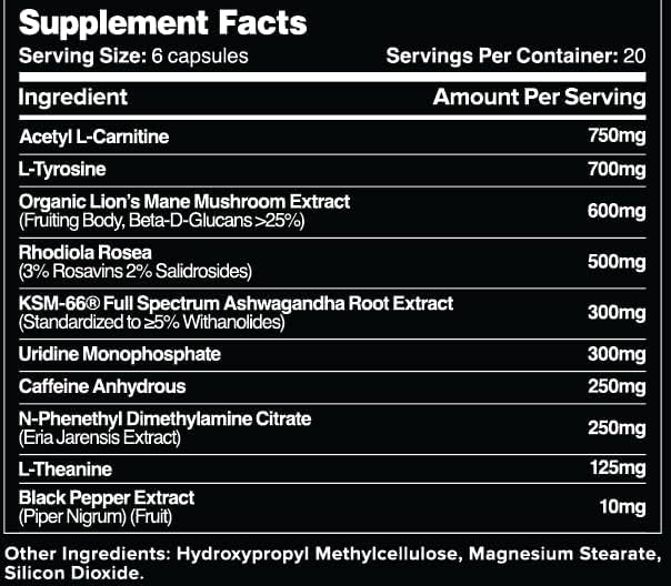Leviathan Zenith packaging front highlights a daily supplement for balanced energy.