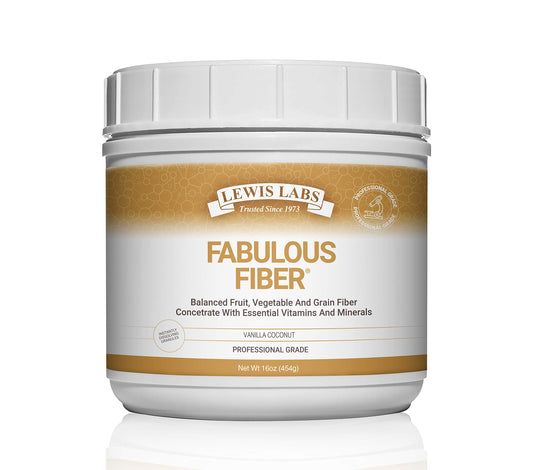 Lewis Labs Fabulous Fiber powder tub front with quick-dissolve formula for daily digestive comfort