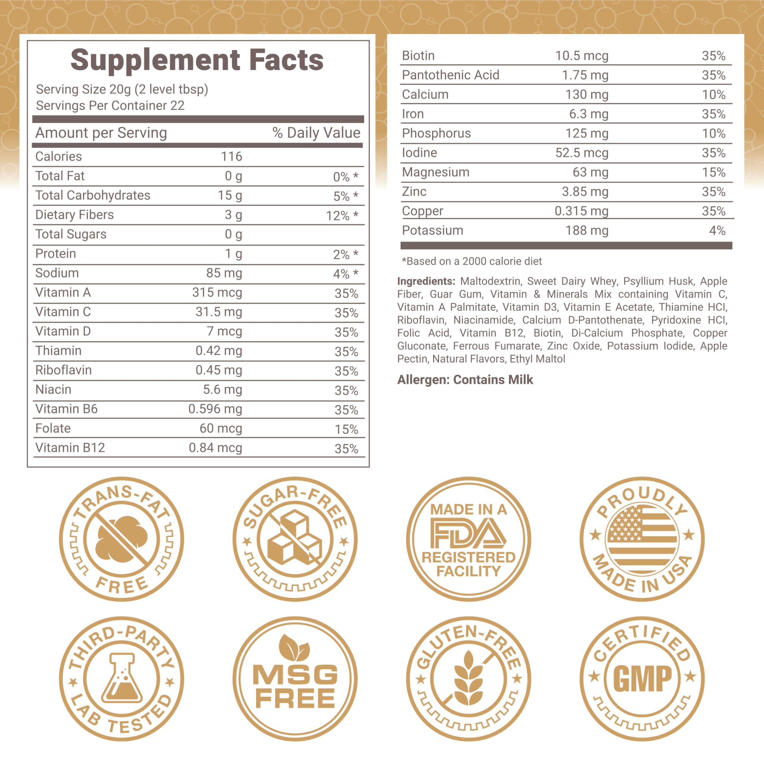 Lewis Labs Fabulous Fiber vanilla coconut flavor in a glass for daily use