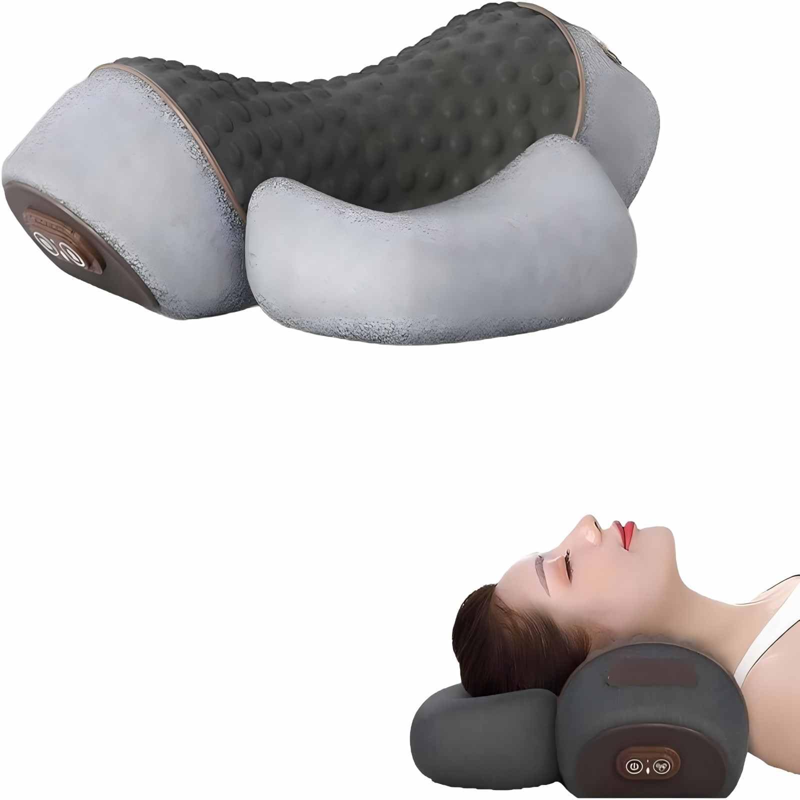 LewiTools 3-in-1 heated neck pillow closeup shows memory foam contour for tailored support