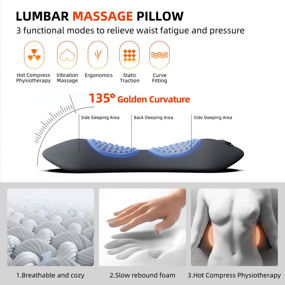 Lewitools lumbar pillow lift traction for gentle spinal lengthening in bed