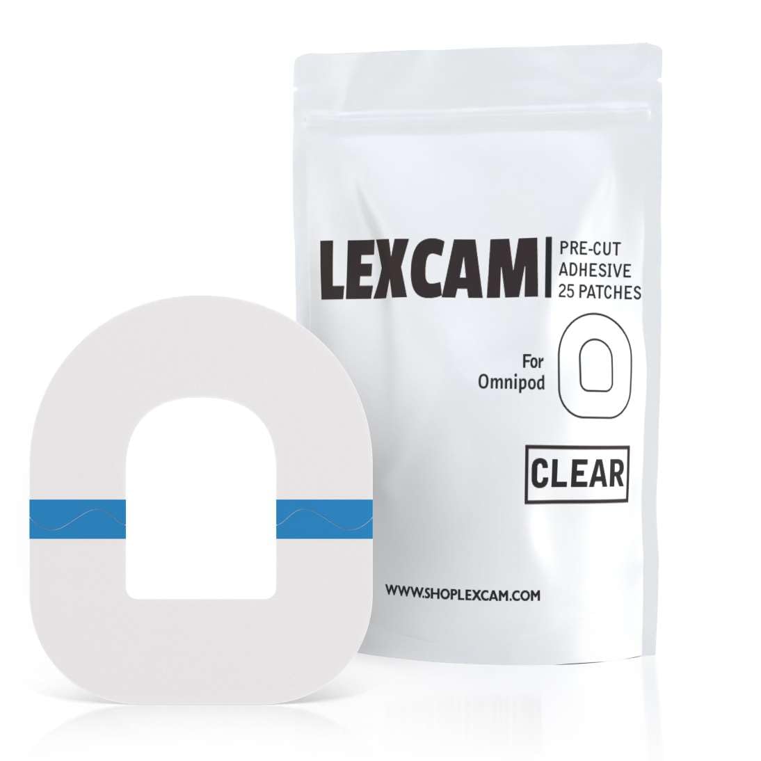 Lexcam Omnipod5 patch in waterproof clear design for active wear.