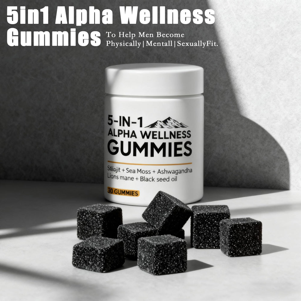 Lexenic gummies packaging box highlighting 5-in-1 formula benefits.