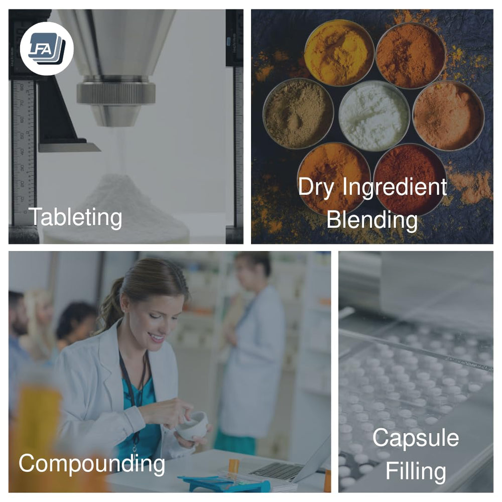 LFA silicon dioxide fine powder reduces sticking on punch tips during tablet manufacturing.
