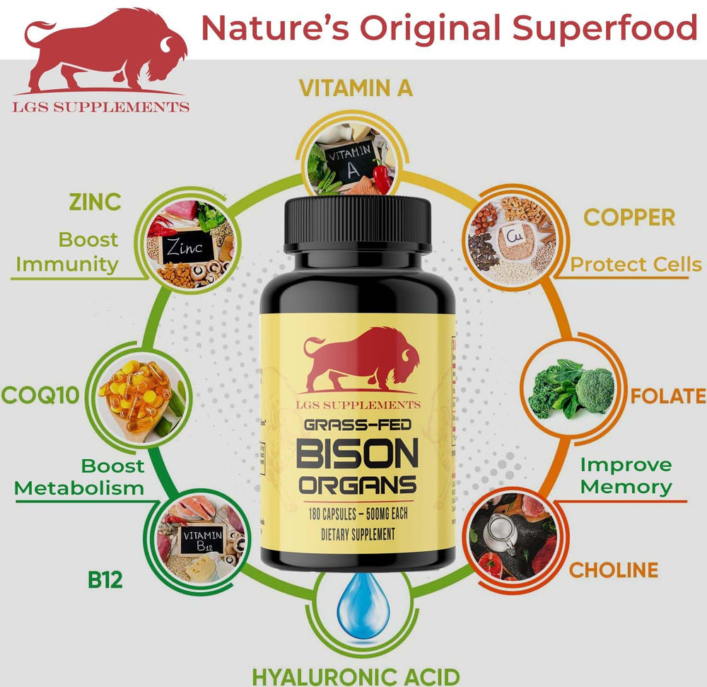 LGS Supplements bison-organ bottle packaging preserves freshness.