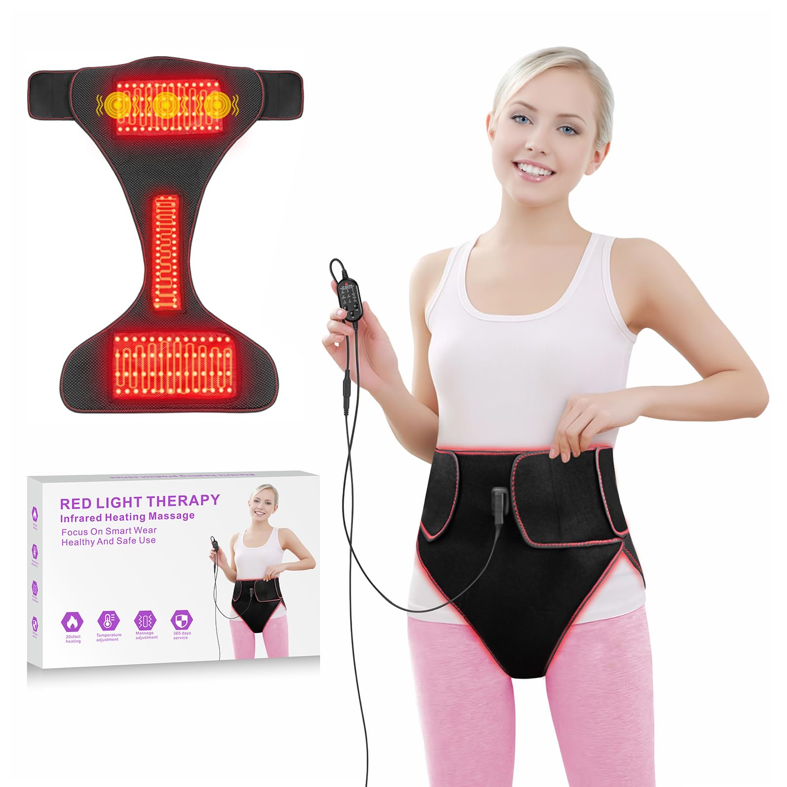 LHDCTK 3-in-1 red light therapy belt worn for portable comfort.