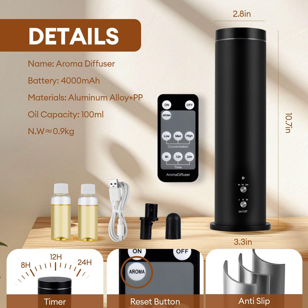 LIARTY diffuser delivers quiet operation with an all-metal body.
