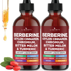 Liberty Lifestyle berberine cinnamon drops close-up bottle for daily wellness routine