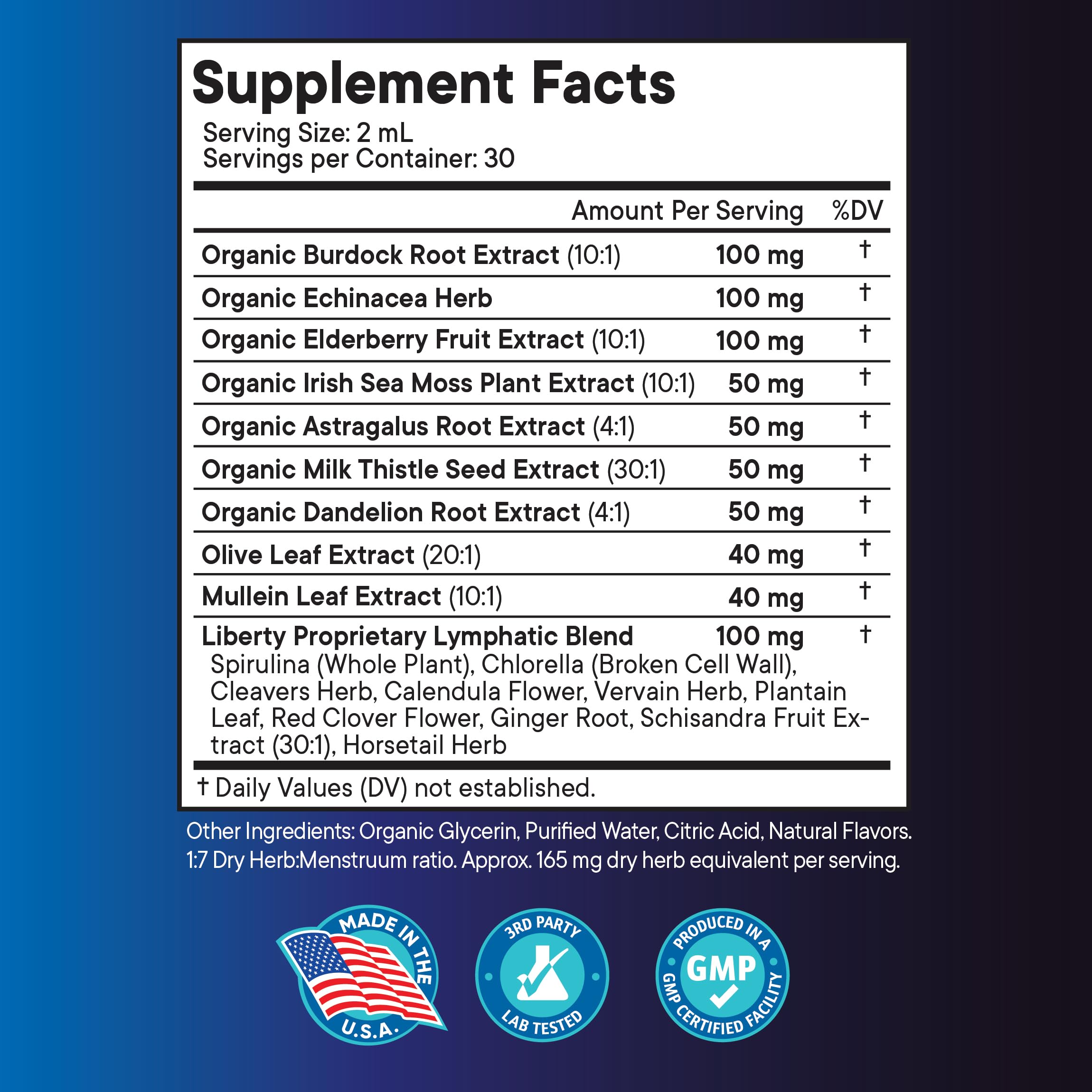 Liberty Lifestyle Dandelion and Astragalus boost bottle highlights herbal blend benefits.