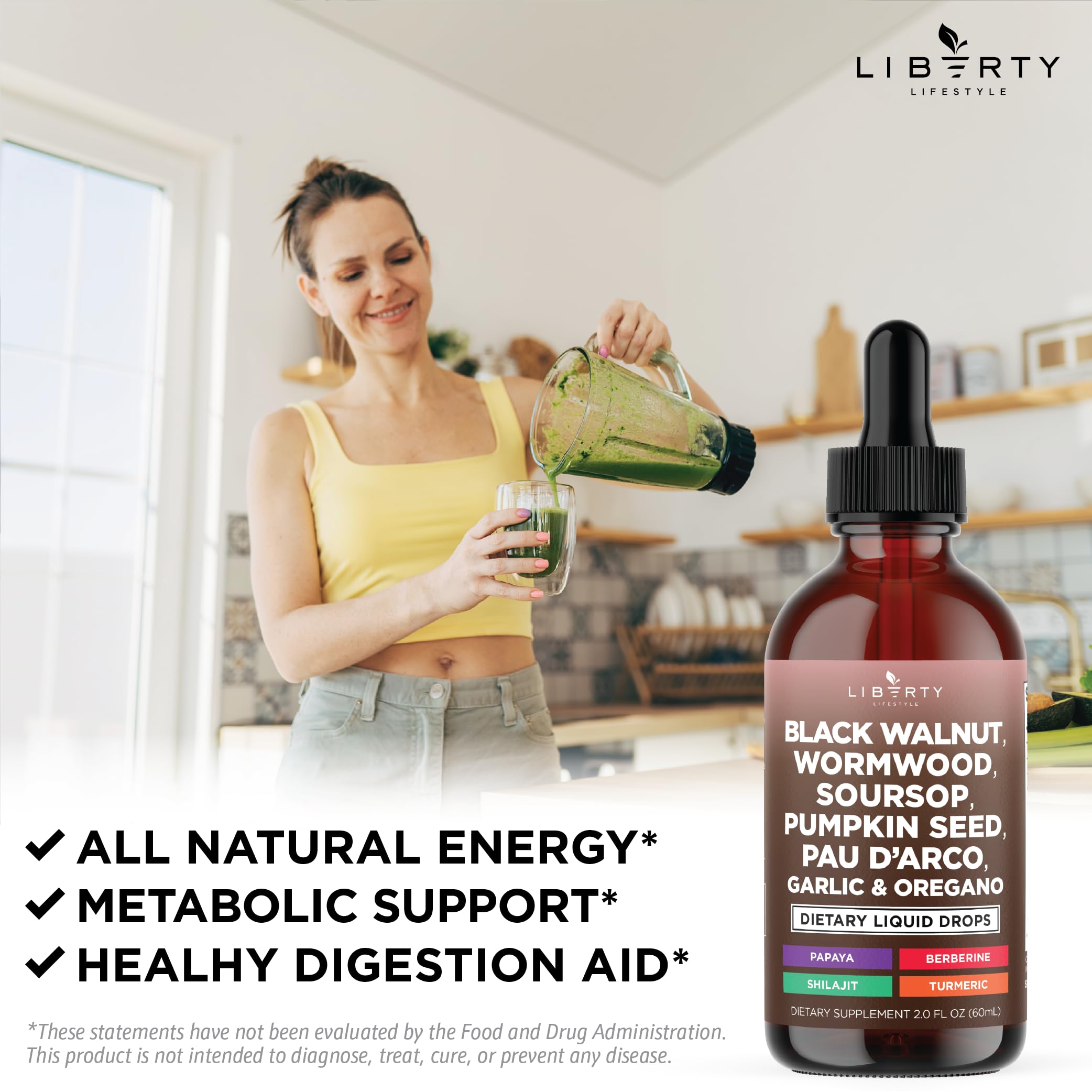 Liberty Lifestyle Defend pau d'arco extract shown as part of the blend.