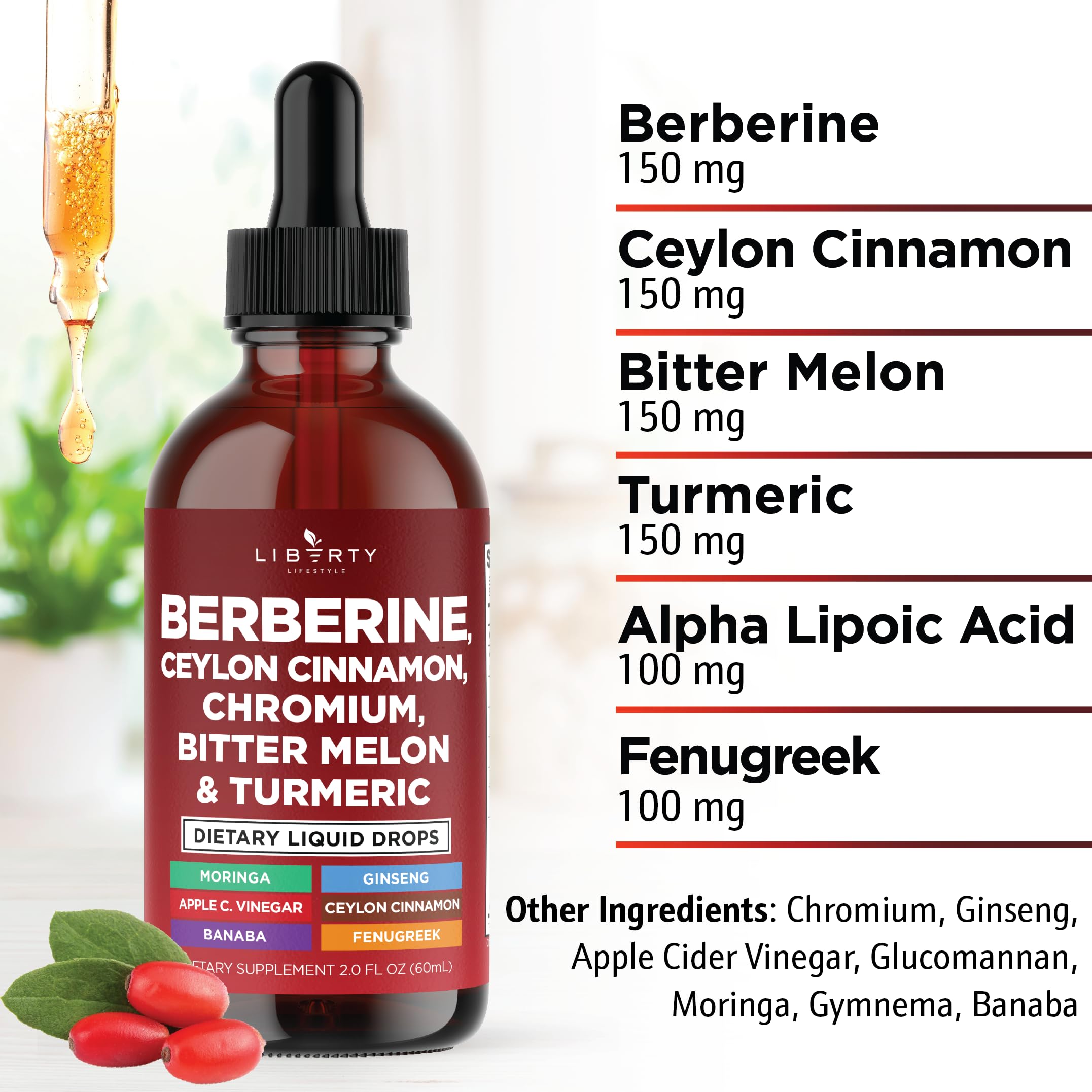 Liberty Lifestyle liposomal berberine bottle highlighting immune-support formula.
