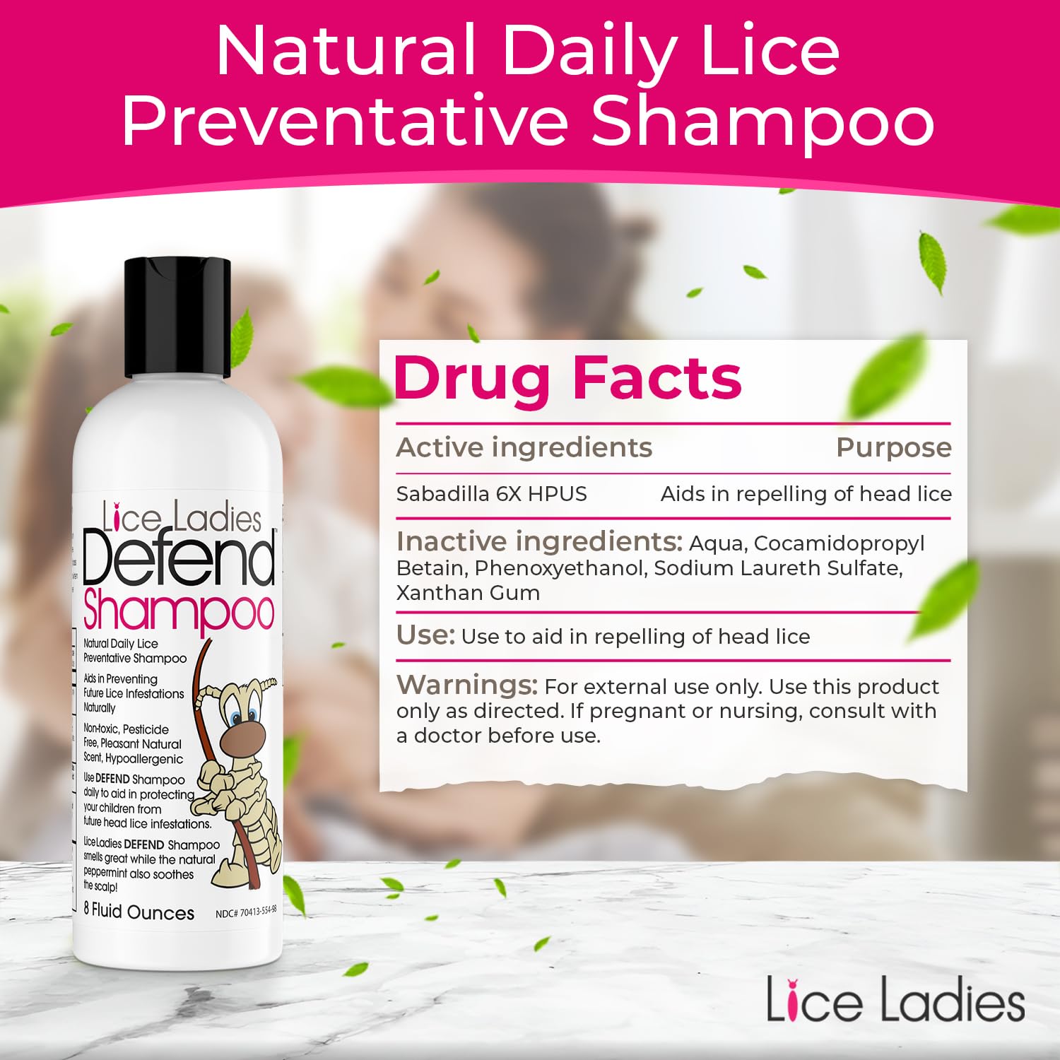Lice Ladies Defend Conditioner detailed-label shows gentle care for scalps.