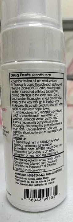 Lice Ladies Evict mousse dispensing action showing user-friendly design.