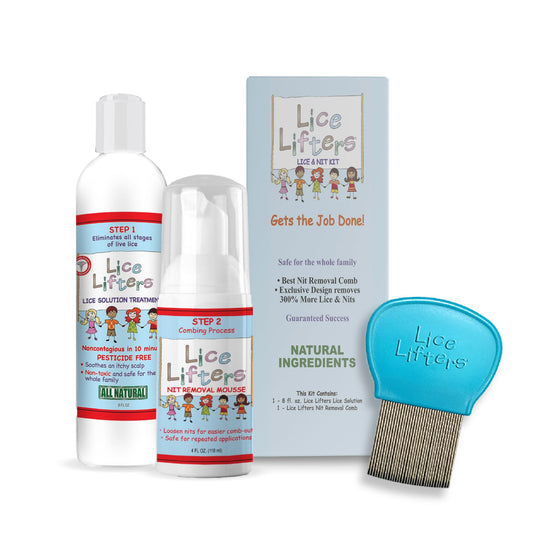 Lice Lifters Treatment Kit box and tools for at-home lice care