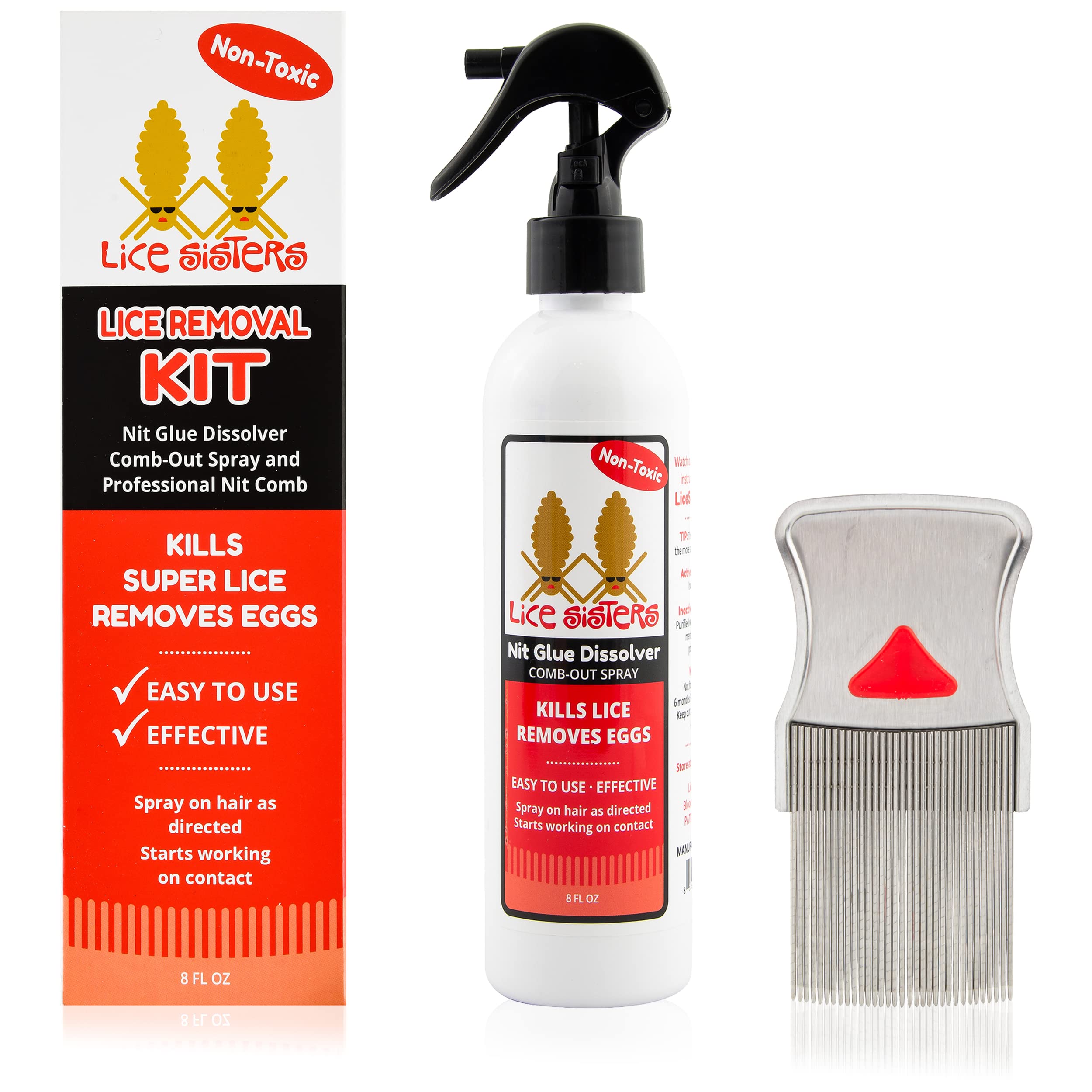 Lice Sisters head lice treatment kit bottle shows a safe, non-toxic formula for families.