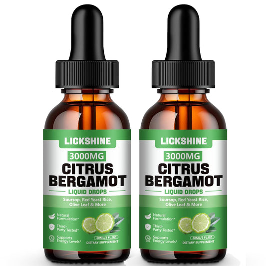 Lickshine bottle pour: two-pack citrus bergamot drops for a daily wellness routine.
