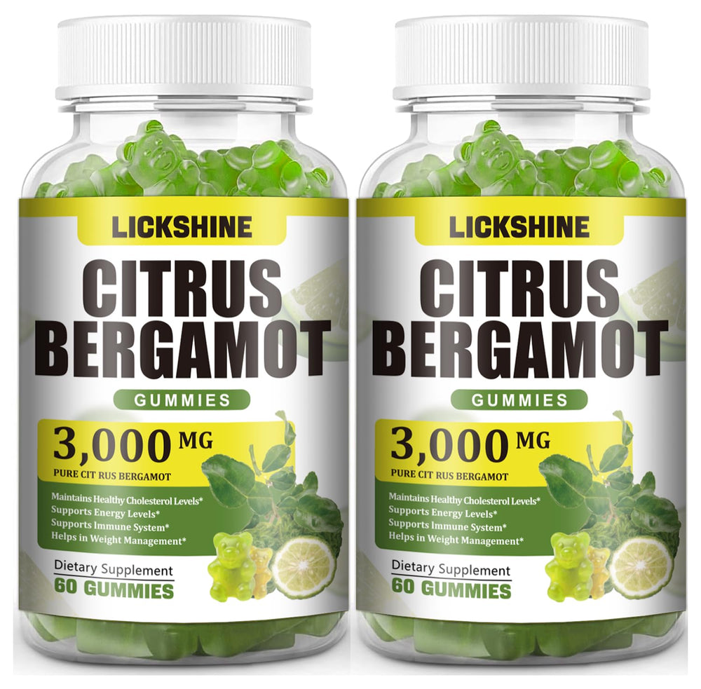Lickshine Citrus Bergamot Gummies bottle displays lime flavor for daily wellness