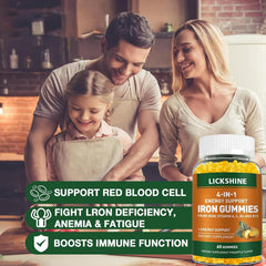 Lickshine iron gummies vitamin C boost label demonstrates nutrition details.