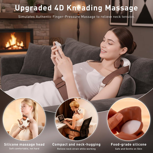 LIDEEYA massager side view shows ergonomic fit for shoulder relief.