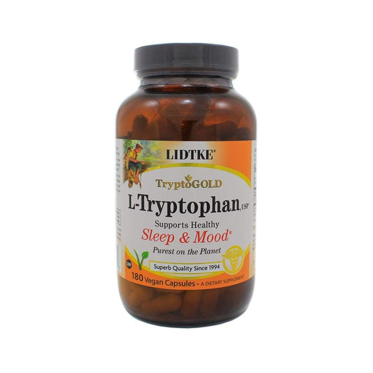 Lidtke L-Tryptophan 500 mg capsules in bottle for mood and sleep support