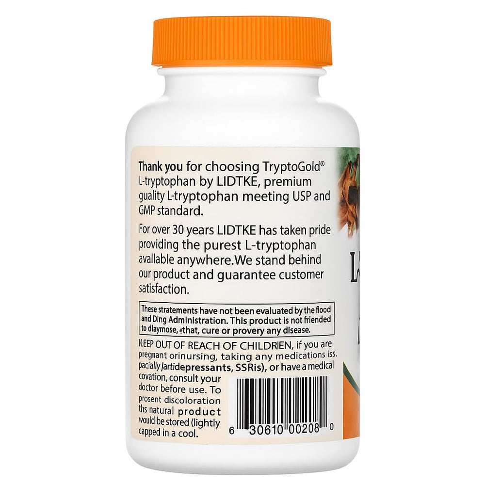 Close-up of Lidtke L-Tryptophan capsules highlighting calm focus and appetite cues