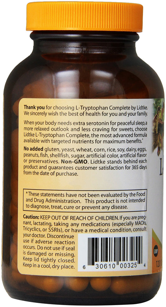 Lidtke Tryptophan Complete capsules close-up, showcasing convenient daily use.