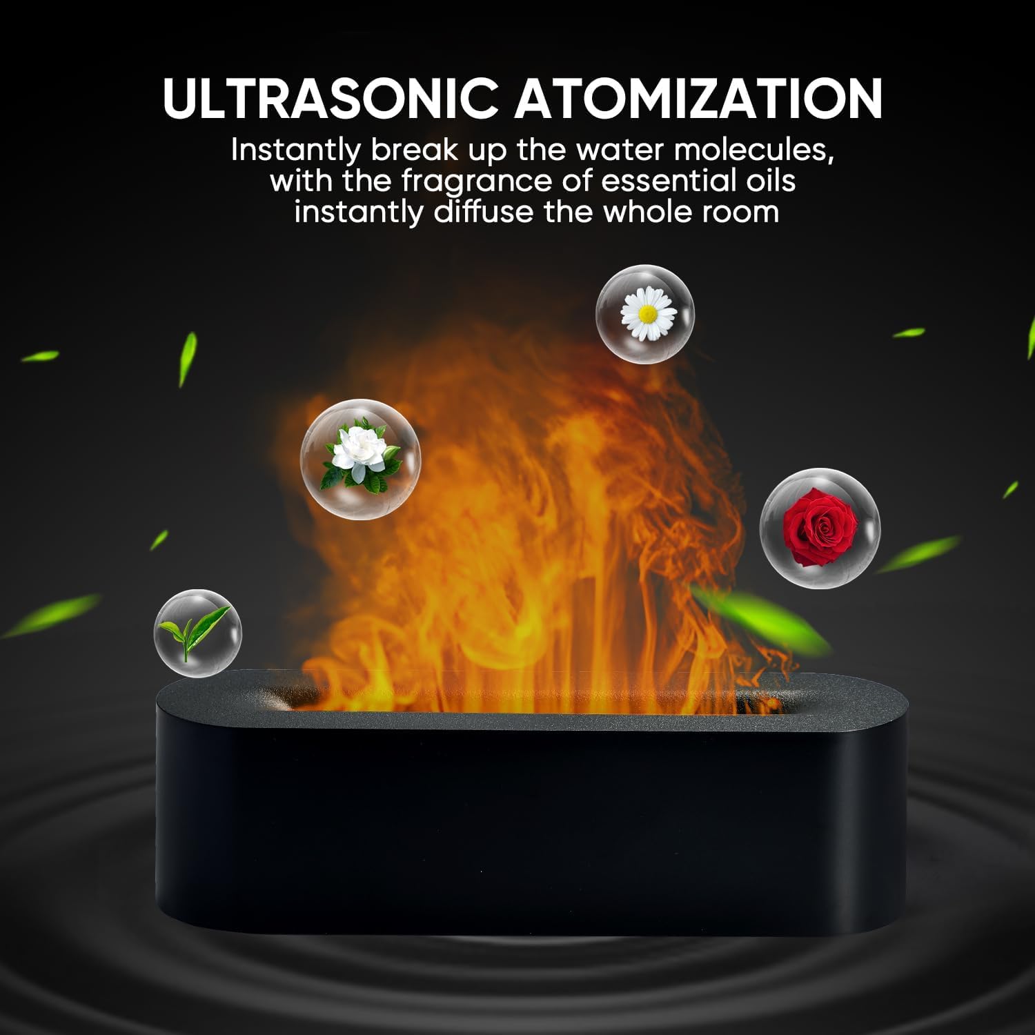 Liexopr fireplace diffuser 150ml tank supports hours of continuous mist.
