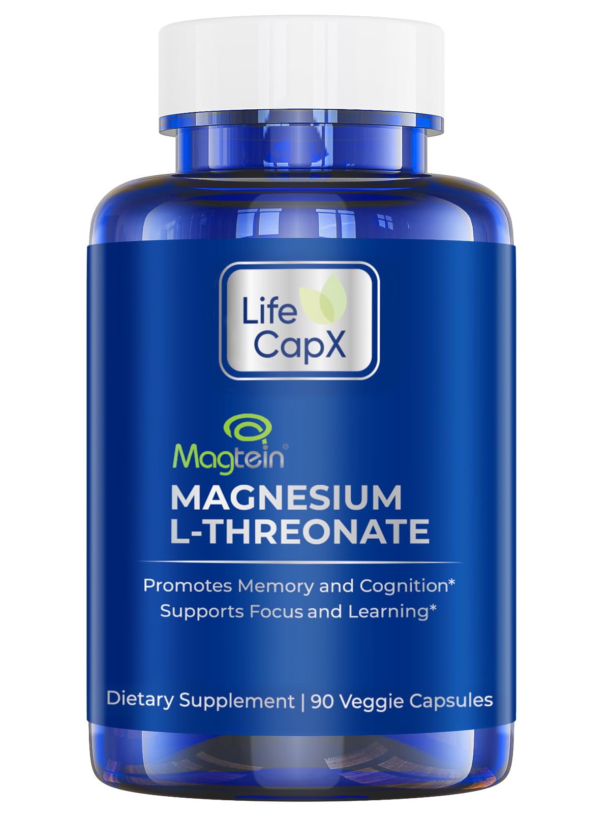 Life Capx Magtein bottle closed, memory-support capsules for daily use.