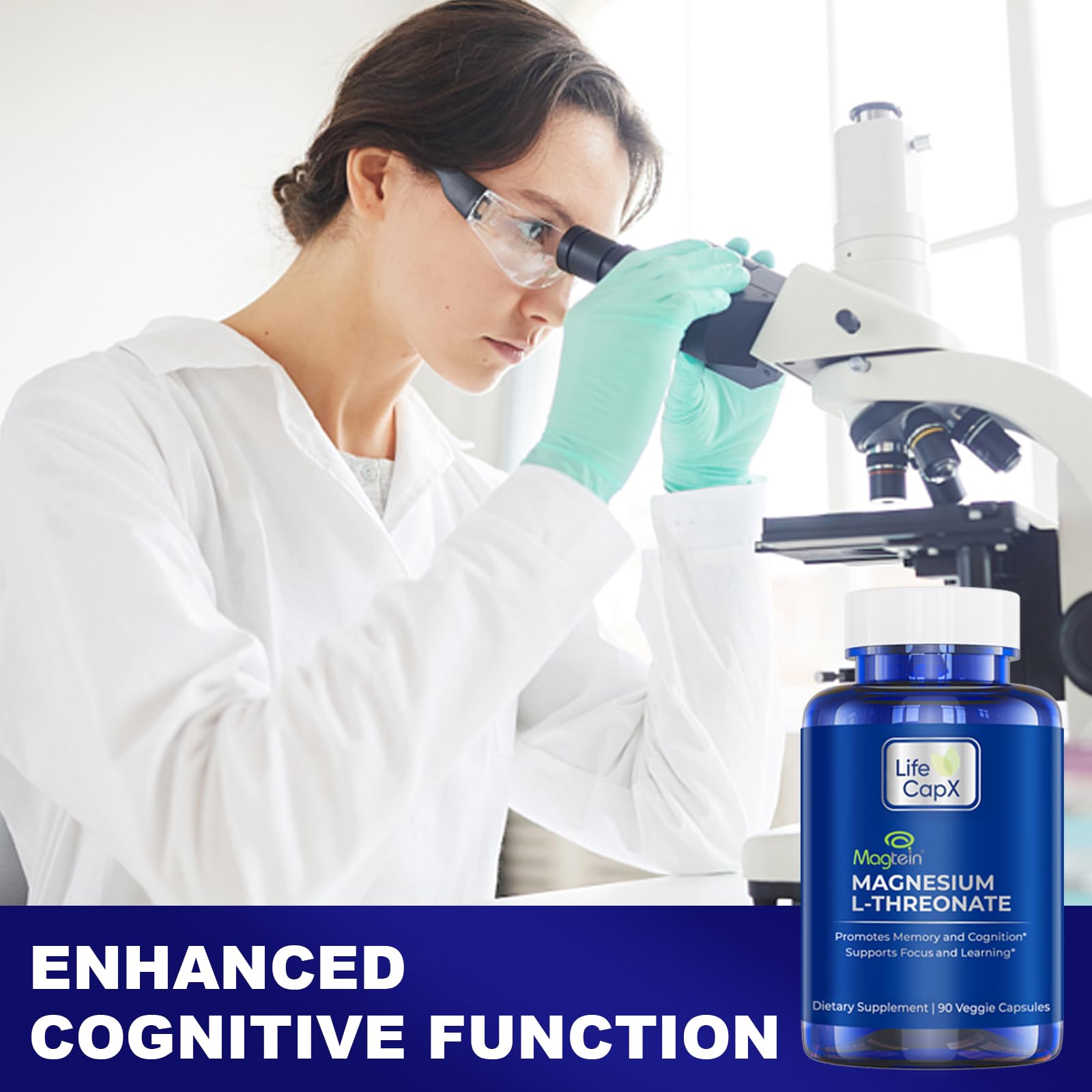 Life Capx Magtein capsules in hand, illustrating convenient daily use.
