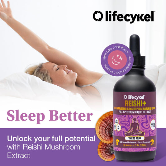 Life Cykel Reishi Kakadu Plum drops ready to add to tea for daily vitality.