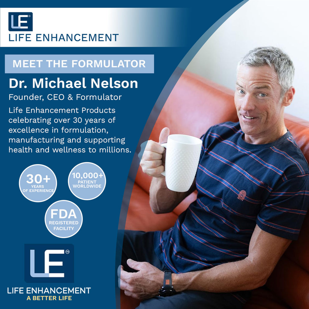 Life Enhancement Blast Caps label closeup showing science-based ingredients for mental performance.