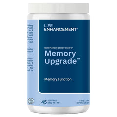 Life Enhancement Memory Upgrade bottle label shows ingredients and flavorful citrus profile