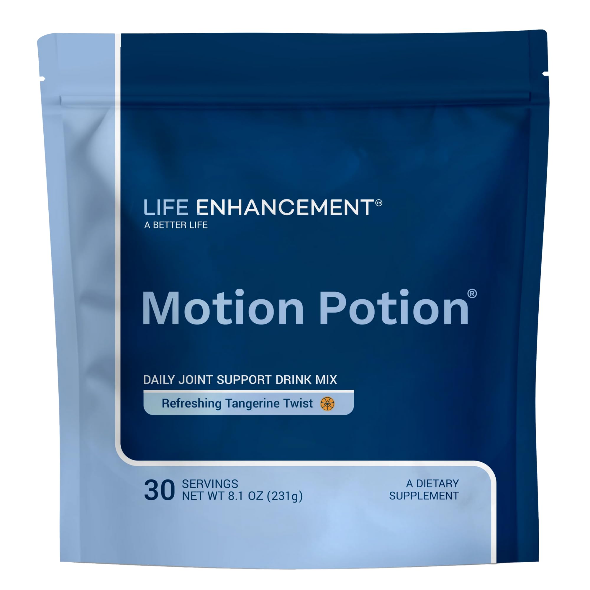 Life Enhancement Motion Potion bottle showcases sleek design for daily joint support.