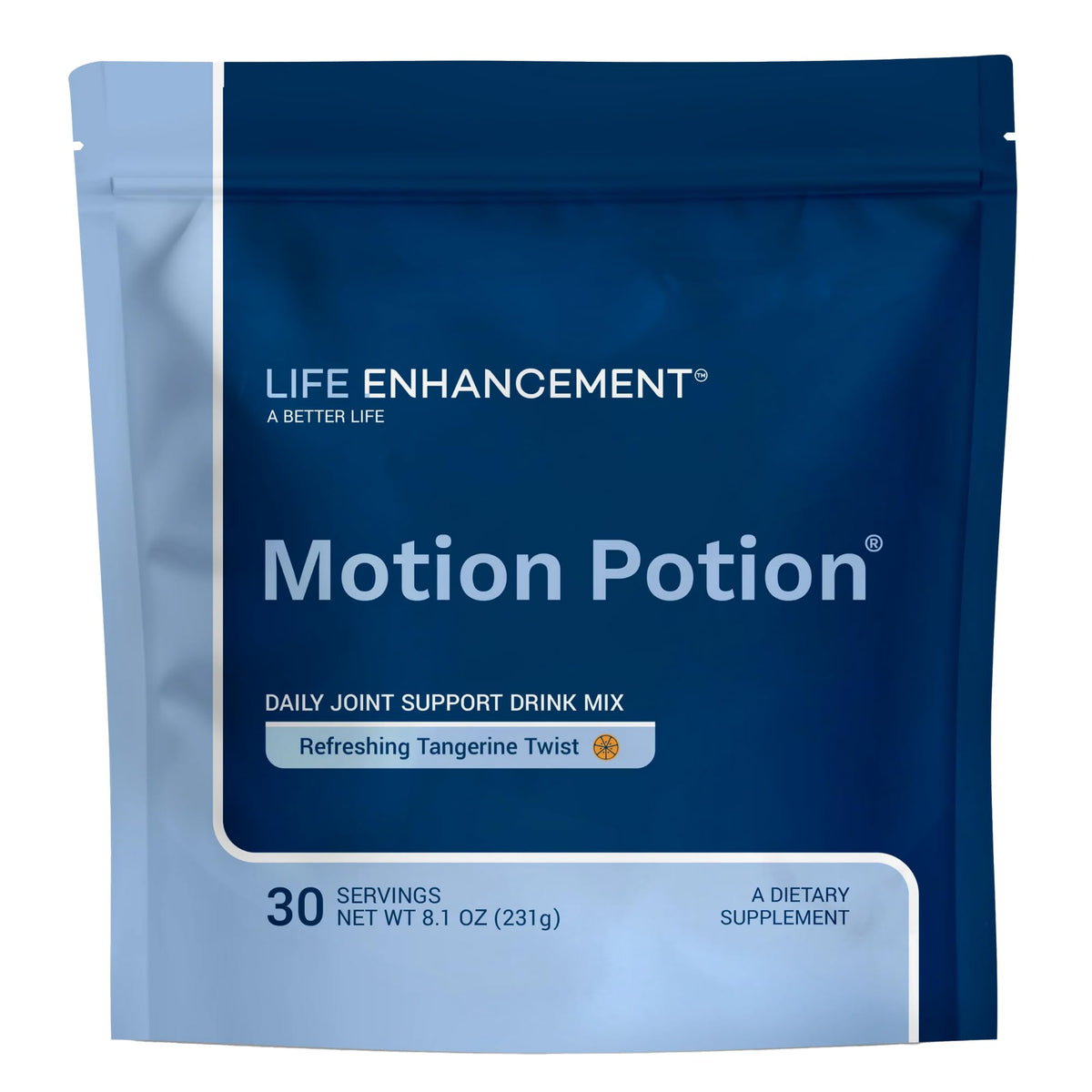Life Enhancement Motion Potion bottle showcases sleek design for daily joint support.