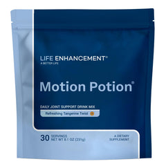 Life Enhancement Motion Potion bottle showcases sleek design for daily joint support.