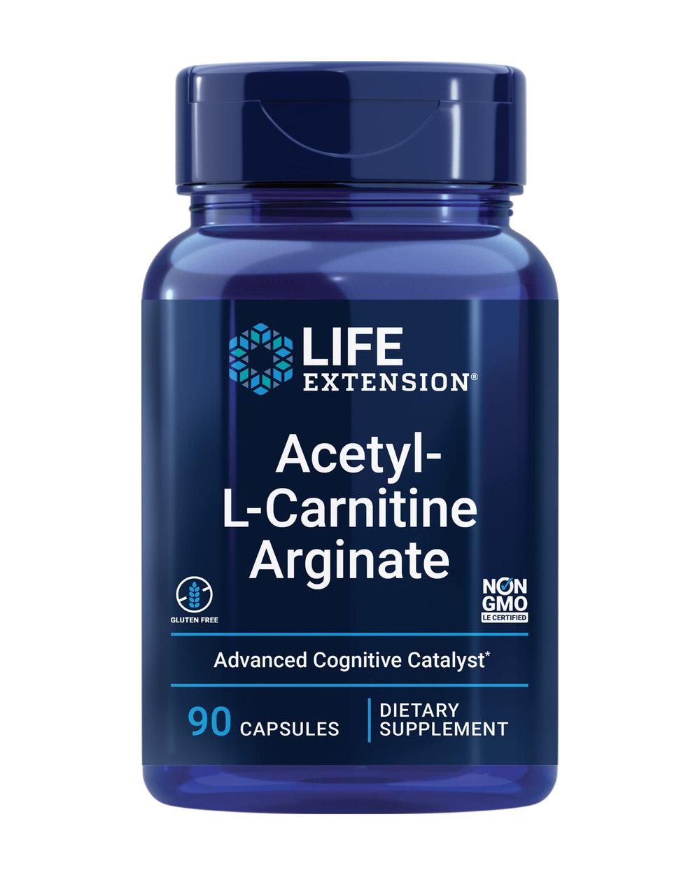 Life Extension Acetyl-L-Carnitine Arginate bottle highlights energy support.