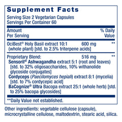 Life Extension Adrenal Energy label close-up noting gluten-free and non-GMO quality