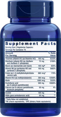 Life Extension BioActive Complete B-Complex capsules closeup for convenient vegetarian supplementation.