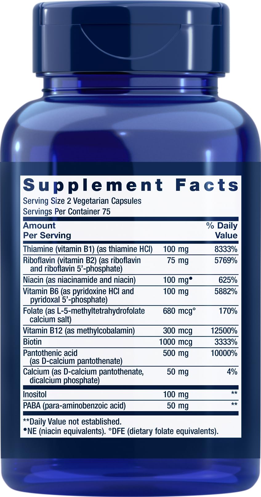 Life Extension BioActive Complete B-Complex capsules—convenient daily B vitamin support for wellness.