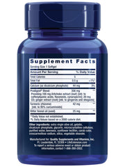 Life Extension Bloat Relief bottle back shows COA and gluten-free, non-GMO assurances.