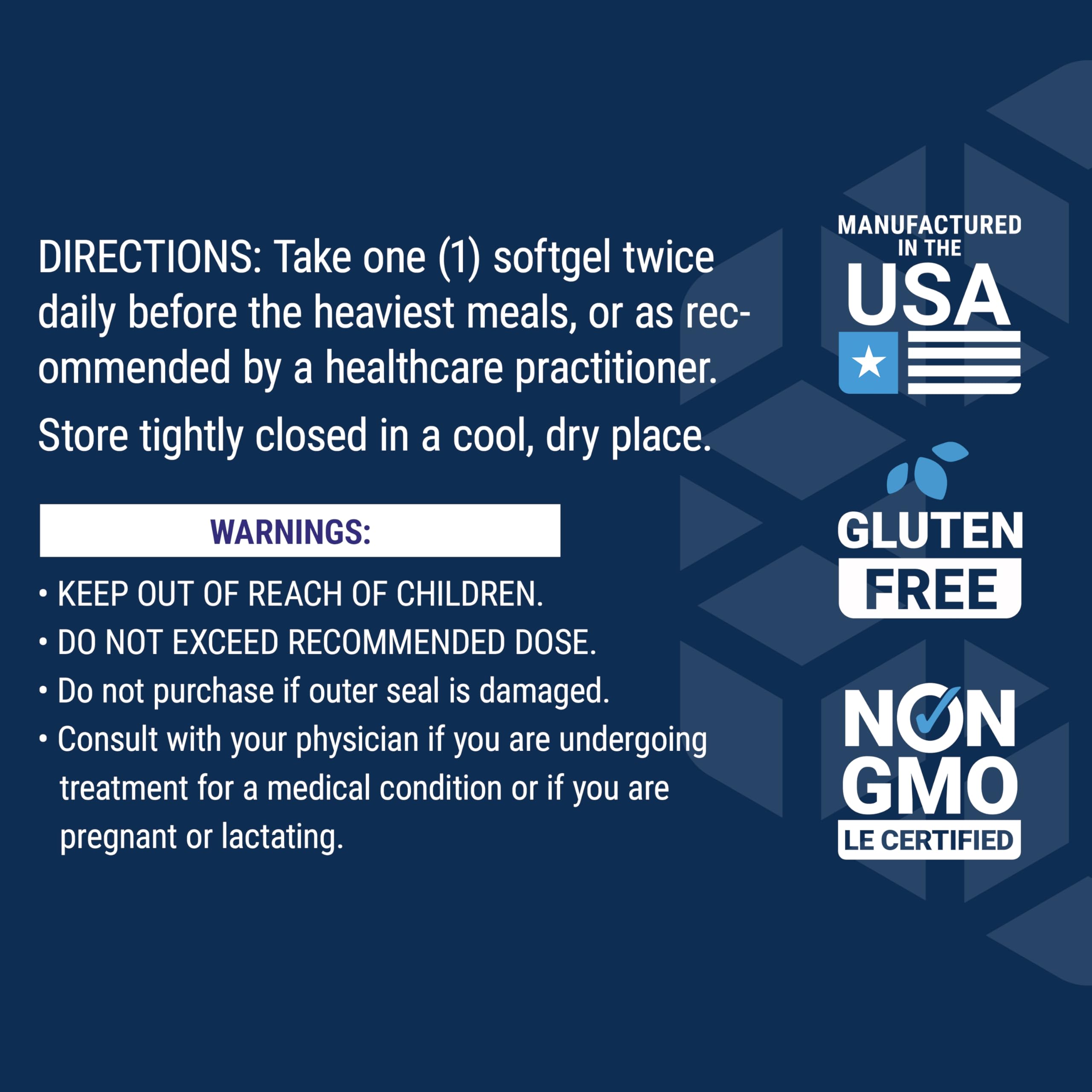 Life Extension Bloat Relief gluten-free label indicating dietary suitability.